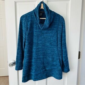 SoftWorks Blue Cowl Neck Asymmetrical Layer Top Size S
